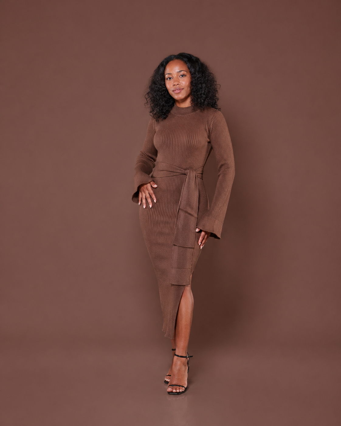 Aura Knitted Dress In Choco
